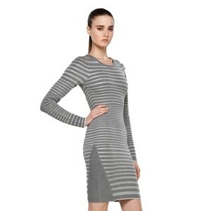 Alexander Wang stripped long sleeve fitted designer dress sz S
